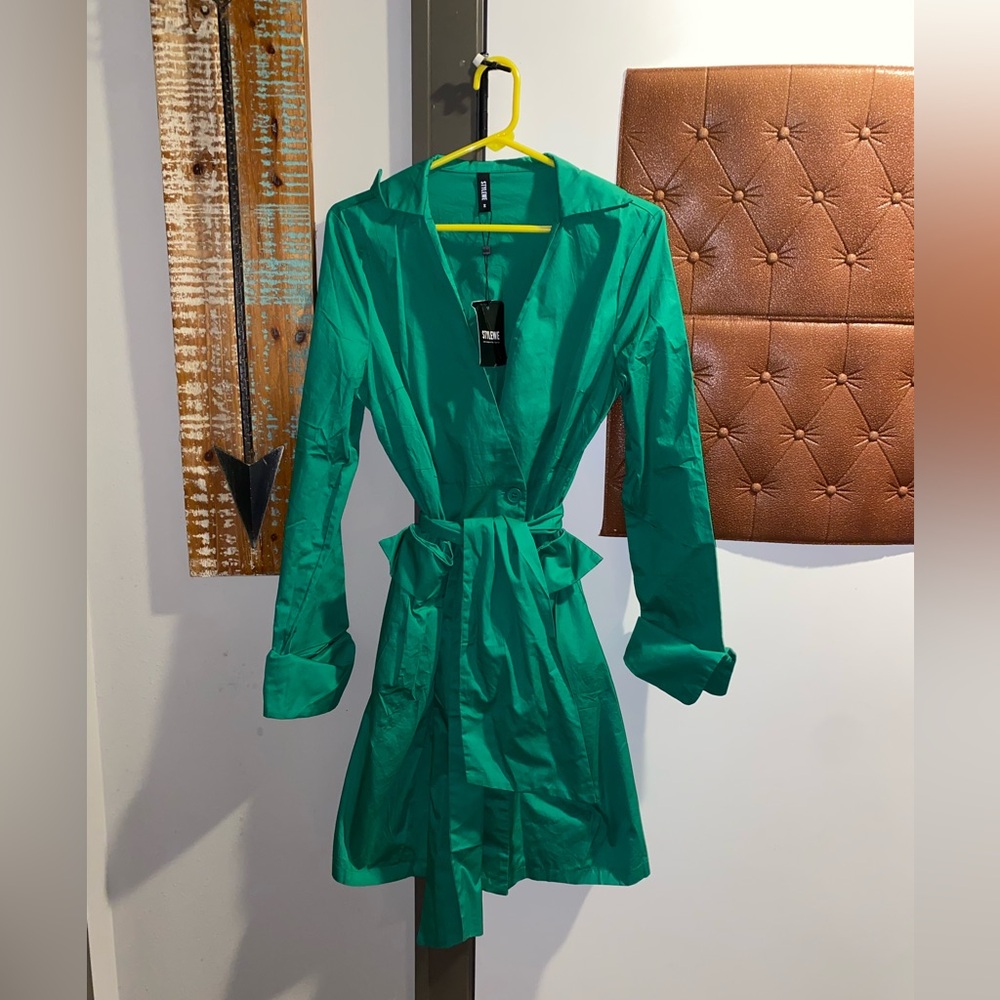 STYLEWE Vibrant Green Long Sleeve Dress coat